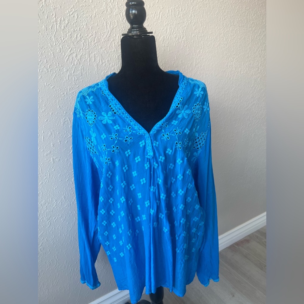 Johnny Was blue top size XL